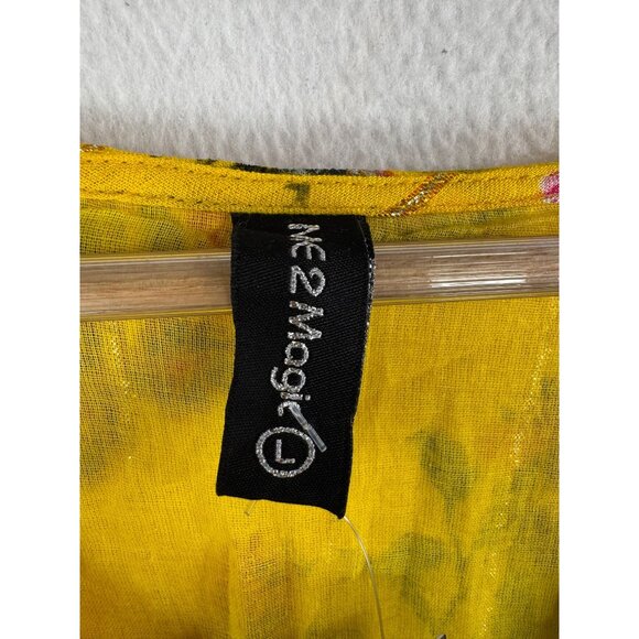 Me 2‎ Magic Bohemian Floral Yellow Maxi Dress vibrant 90s sz L - Picture 2 of 9